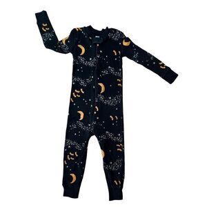 Hanna Andersson Organic Cotton Black Halloween Bats Moon Stars Sleeper 3T